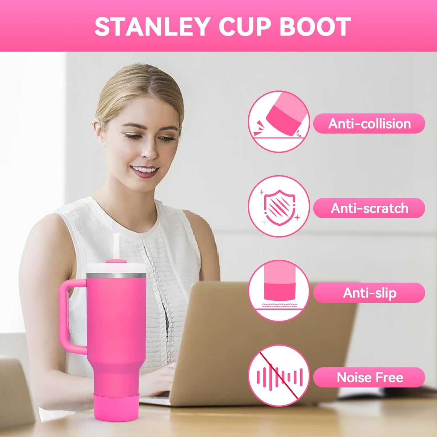 PICcircuit 2PCS for Stanley Boot, Silicone Bottom for Quencher Adventure 40oz 30oz IceFlow 20oz 30oz Bottle&for Hydroflask Tumbler 12-24oz for Stanley Cup Accessories Avoid Scratches&Noise