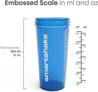 Smartshake Lite 4-Pack Protein Shaker Bottle 400 ml | 13.5 oz - Leakproof Screw-on Lid - BPA Free – Unisex - Mist Grey, Army Green, Black, Navy Blue | 4-Pack