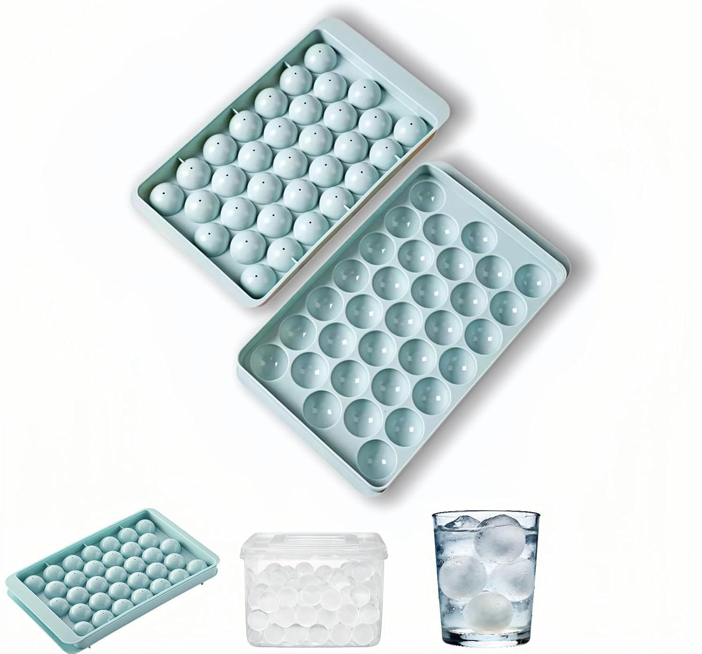 Round Ice Ball Maker Tray with Lid, 33-Cavity Mini Sphere Mold, 0.98 Inch, BPA-Free Plastic, Easy Release, for Cocktails, Whiskey, Coffee