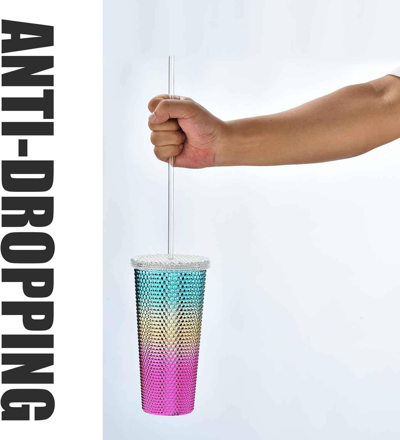 ALINK 10.5 in Long Reusable Plastic Straws with Brush, Tritan Hard Plastic Tumbler Straws, 10 Rainbow Colored Replacement Straw for 16 OZ 20 OZ 30 OZ Stanley, YETI, Starbucks Tumblers, Mason Jars