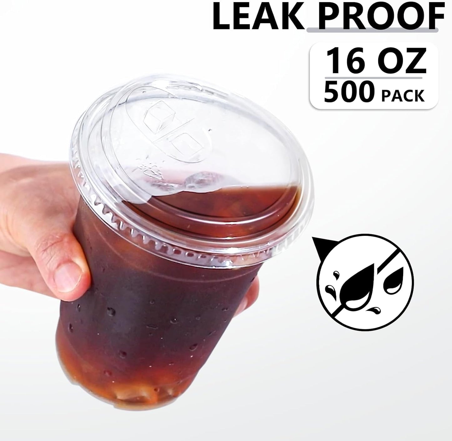 BYSNOW 100 Pack 16 oz Clear Plastic Cups with Lids, Disposable Iced Coffee Cups with Sip Lids, Sturdy Plastic Smoothie Cups for Cold Drinks