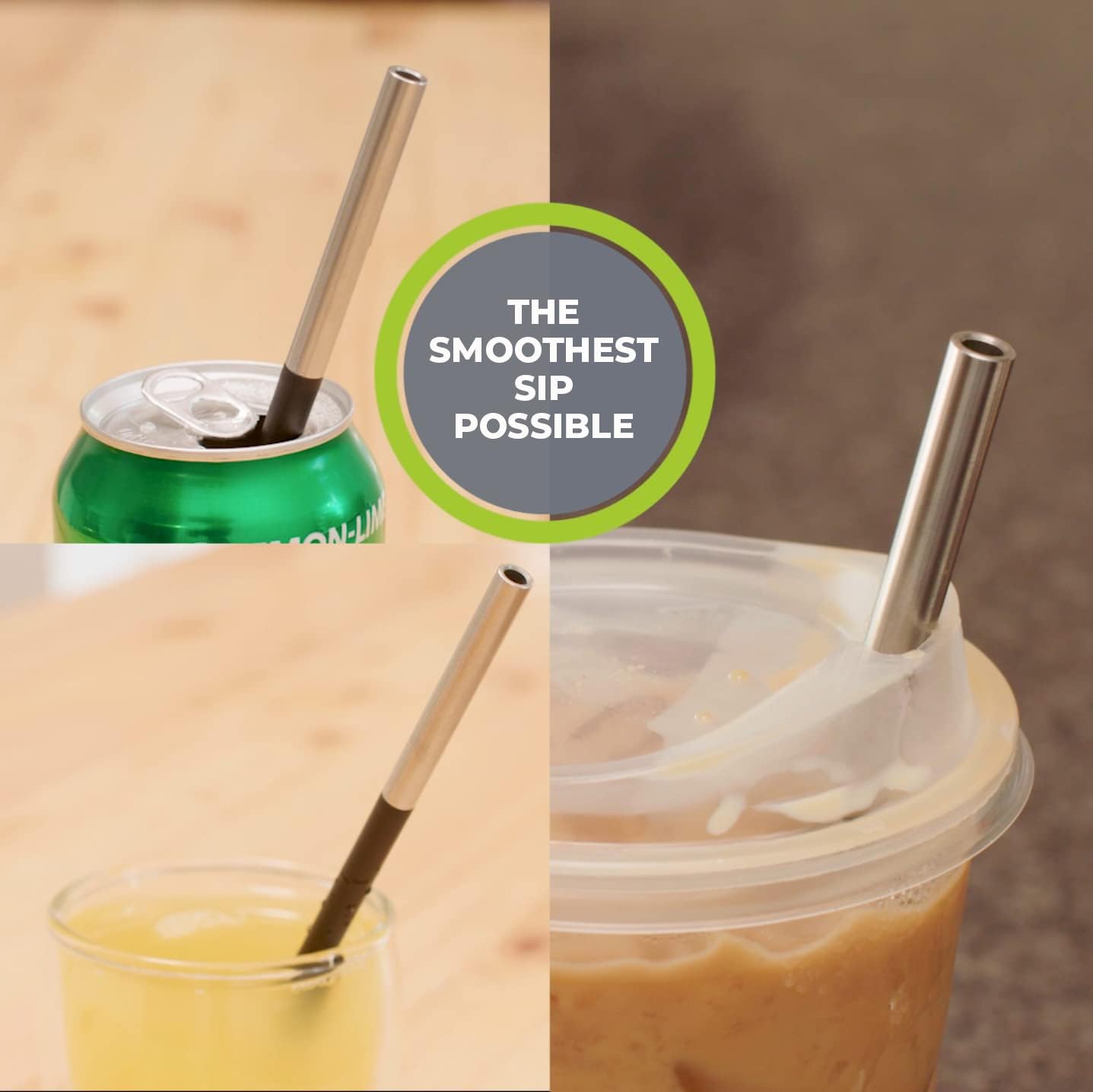 STRO Portable Reusable Metal Straw with Travel Case & Built-in Cleaning Brush, Stainless Steel Straws Drinking Straw for 20 and 30 oz Tumblers, Cans, Bottles, Cups