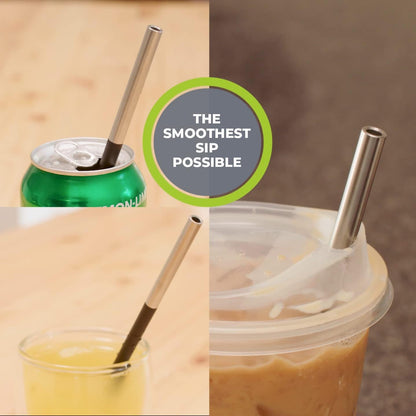 STRO Portable Reusable Metal Straw with Travel Case & Built-in Cleaning Brush, Stainless Steel Straws Drinking Straw for 20 and 30 oz Tumblers, Cans, Bottles, Cups