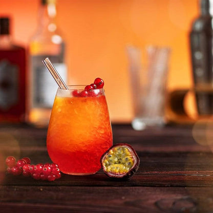 Halm Glass Straws - 6x Reusable 8 inch Drinking Straws clear + Plastic-Free Cleaning Brush - Made in Germany - Dishwasher Safe - Straight - Perfect for Smoothies, Cocktails