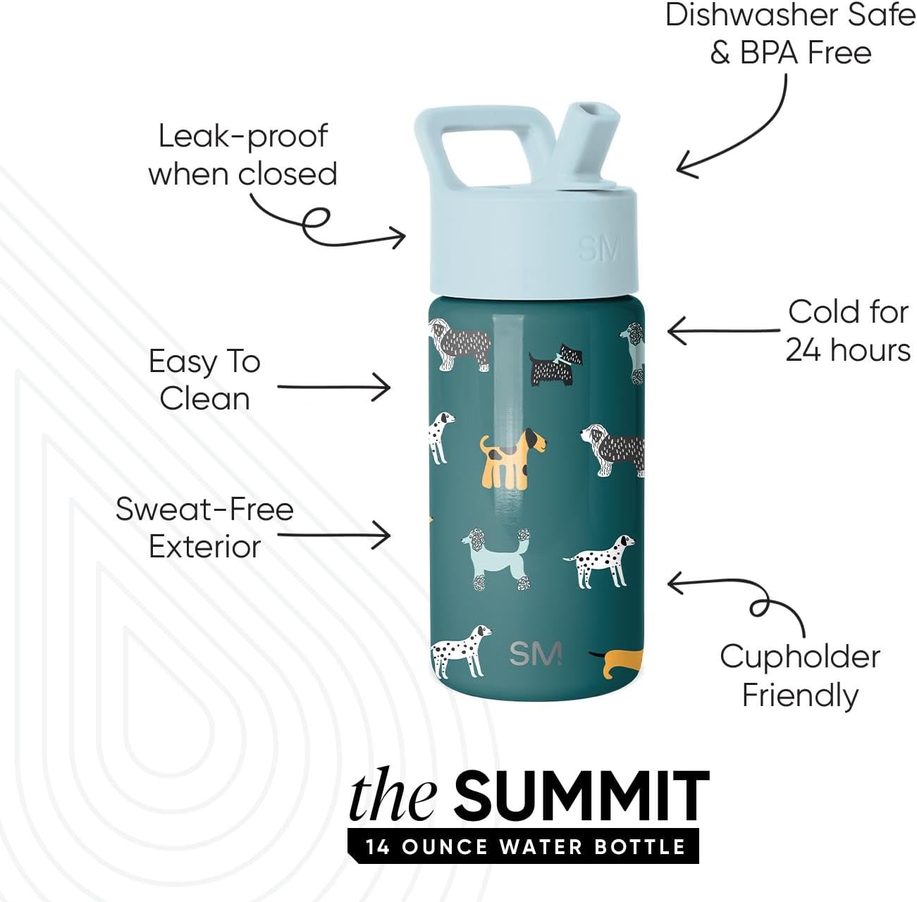Simple Modern Kids Water Bottle with Straw Lid | 14oz Insulated Stainless Steel Kids Tumbler & Spill Proof Toddler Cup for School, Girls, Boys | Summit | Chloe Floral - Colors A