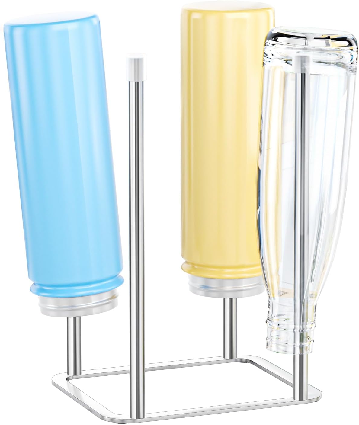 Water Bottle Drying Rack, Stainless Steel Bottle Dryer Rack, Baby Bottles Rack Dryer, Cup Drying Rack, Reusable Bag Drying Stand, Kitchen Stand Holder for Glass Bottles, Plastic Bag (Silver)