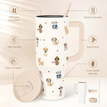 SANDJEST Pickleball 40oz Tumbler With Handle and Straw, Pickleball Queen Insulated Stainless Steel Travel Coffee Mug for Women Girls Players, Gift Idea for Birthday Christmas Mothers Day