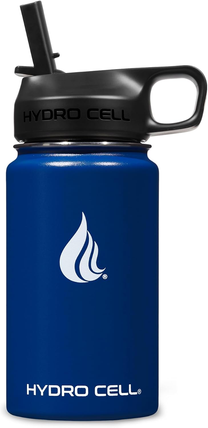 HYDRO CELL Stainless Steel Insulated Water Bottle with Straw - For Cold & Hot Drinks - Metal Vacuum Flask with Screw Cap and Modern Leakproof Sport Thermos for Adults (Neon 18oz)