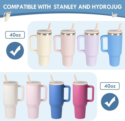 Flip Straw Lid Compatible with Stanley Cup Reusable Lid Spill Proof Tumbler Cover Compatible with Stanley Cup Leak Proof Quencher Straw Cover for 40 Oz Tumbler-2 Pack