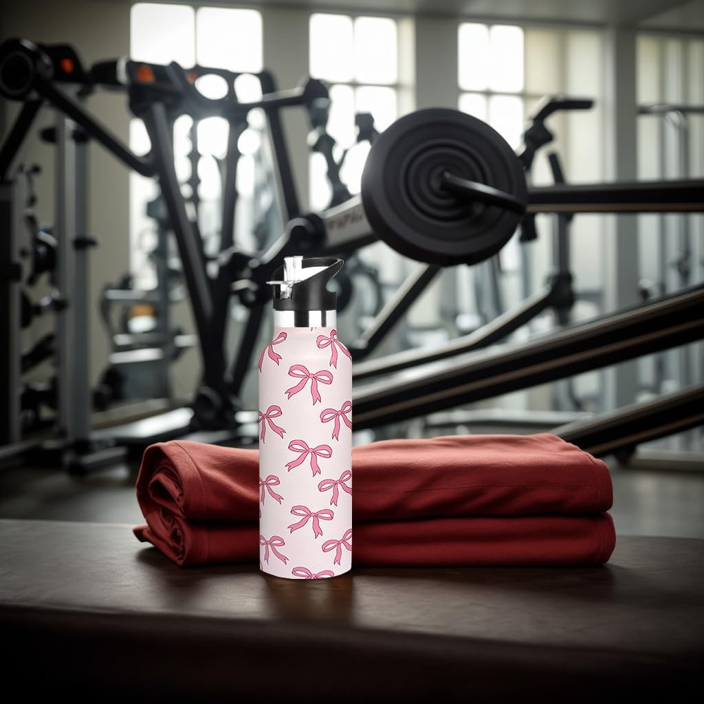 Pickleball Sport Water Bottle with Straw, Vacuum Insulated Stainless Steel Thermal Drinking Travel Mug Cups For Gym Fitness Camping-20oz/600ml