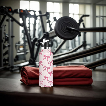 Pickleball Sport Water Bottle with Straw, Vacuum Insulated Stainless Steel Thermal Drinking Travel Mug Cups For Gym Fitness Camping-20oz/600ml