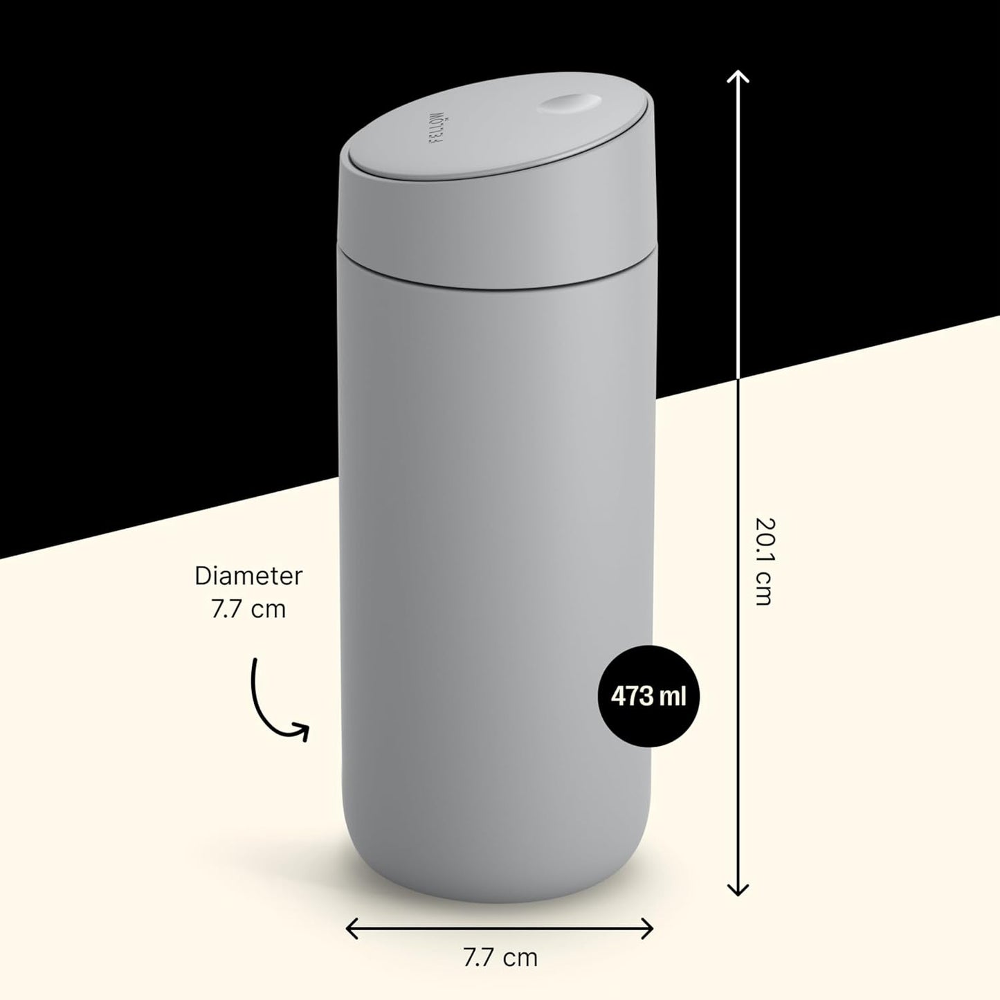 Fellow 16 oz Carter Slide Ceramic Lined Coffee Travel Mug – One-Handed Slide Lid, Vacuum Insulated Stainless Steel, Leak-Proof, Hot 6 Hours Cold 6 Hours, BPA-Free, Dishwasher Safe, Hazy Blue