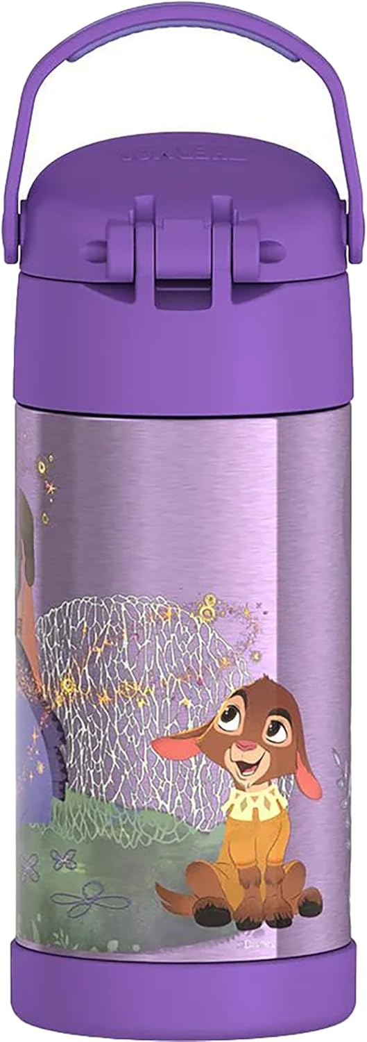 THERMOS FUNTAINER Water Bottle with Straw - 12 Ounce - Kids Stainless Steel Vacuum Insulated Water Bottle with Lid, Bluey - Colors B