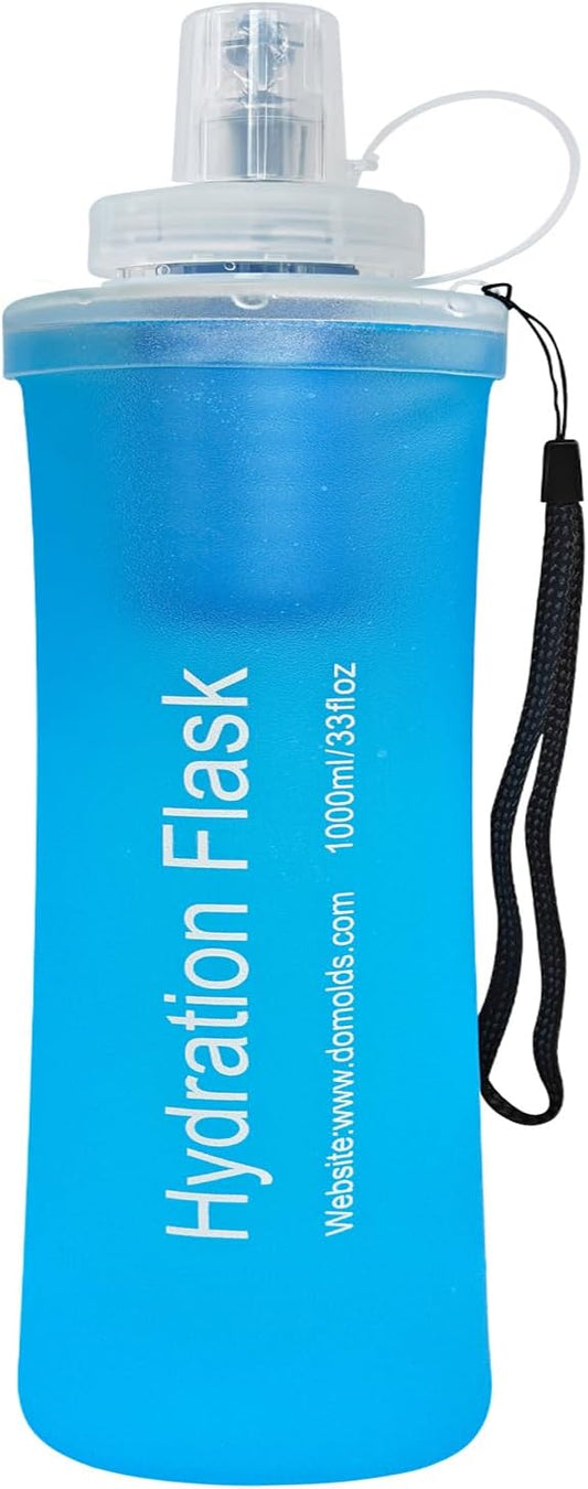 1L Collapsible Water Bottle with Filter for Hiking, Camping & Travel - TPU Soft Flask, 0.1 Micrometer Hollow Fiber Membrane for Clearer, Better Tasting Outdoor Water(White)