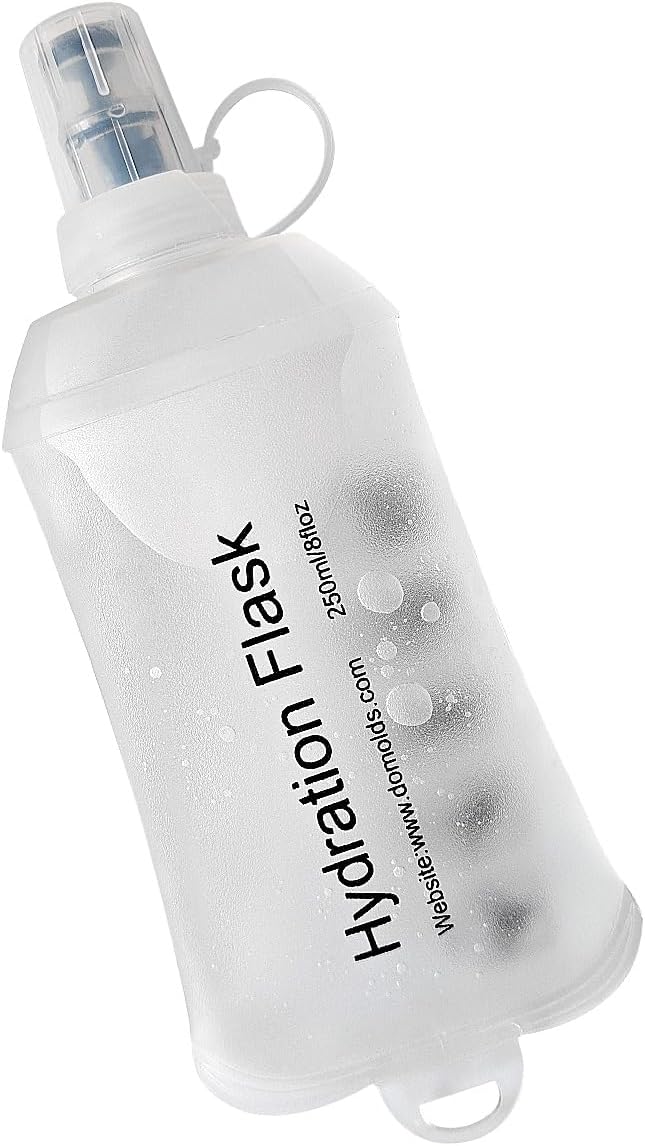 WILDREEDS 500ml Soft Flask, TPU Collapsible Soft Water Bottle for Hydration Pack, Running Vest, Folding Water Bottle for Hiking Cycling Climbing-1Pcs, White