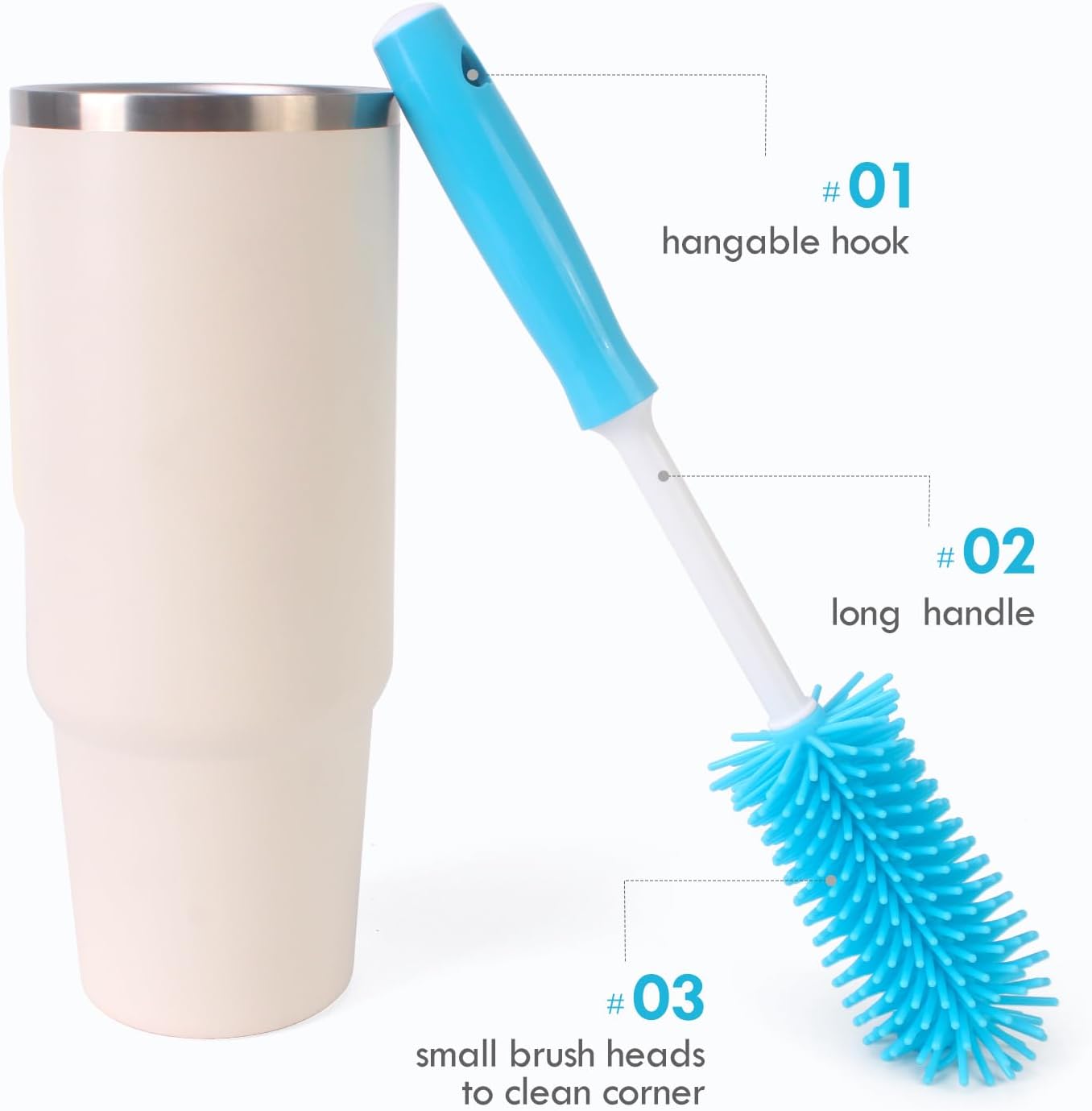 3 Pack Cleaner Brush Kit for Stanley, Bottle Cleaner Brush Set with Straw Brush Cleaner and Cup Lid Cleaning Brush for Stanley Cup, Tumbler Cups, Drinking Glass (Pink)