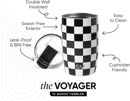 Simple Modern Voyager Tumbler with Flip Lid | Travel Coffee Mug | Insulated Stainless Steel Cold Brew Iced or Hot Coffee Cup | Gifts for Women Men Her Him | 16oz, Almond Birch