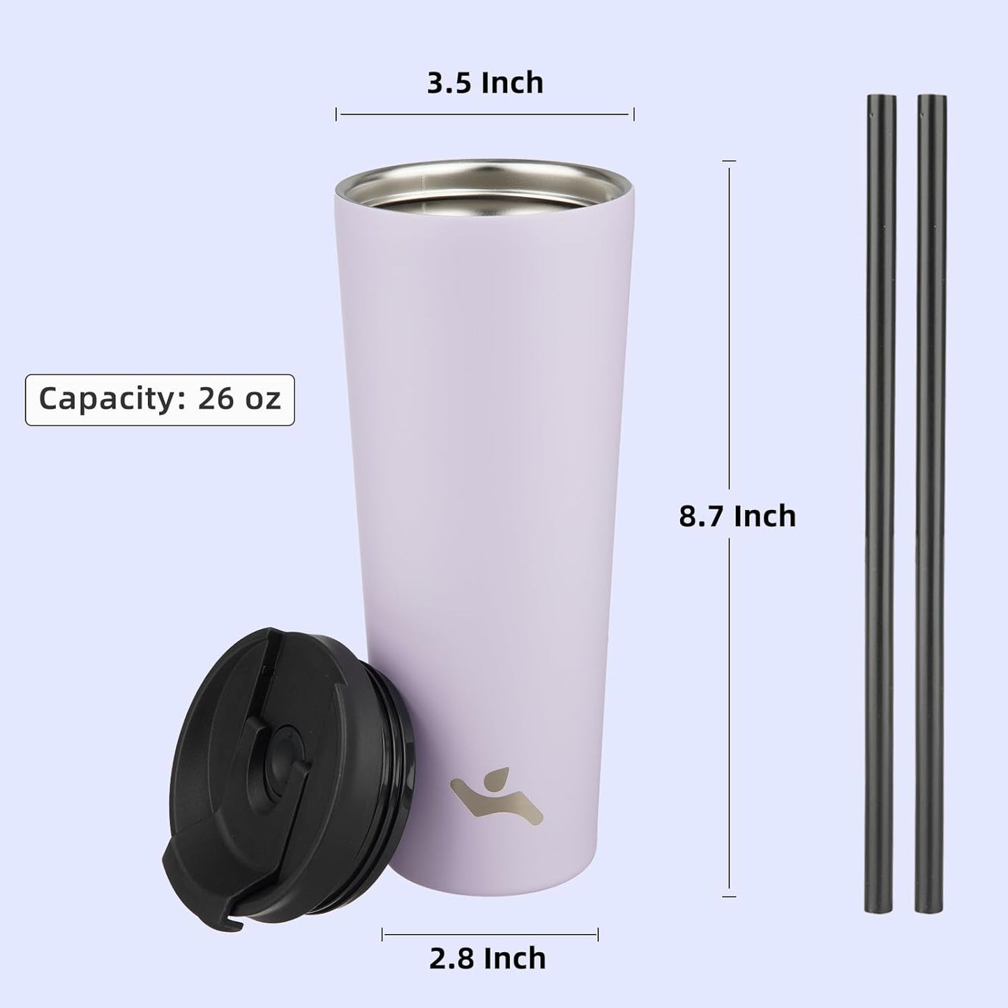 Konokyo 30 OZ Insulated Tumbler with Lid and 2 Straws Stainless Steel Water Bottle Vacuum Travel Mug Coffee Cup,Pastel Sunset