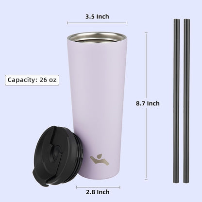 Konokyo 30 OZ Insulated Tumbler with Lid and 2 Straws Stainless Steel Water Bottle Vacuum Travel Mug Coffee Cup,Pastel Sunset