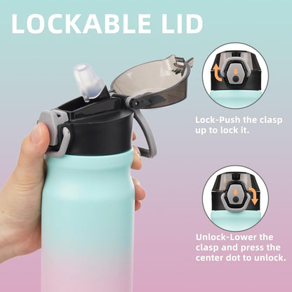Konokyo 18 oz Insulated Water Bottle with Straw Lid, Stainless Steel Vacuum Sports Water Bottle, Leak-Proof Reusable Metal Flask with Carry Loop, BPA-Free Travel Bottle for Gym, School, Office