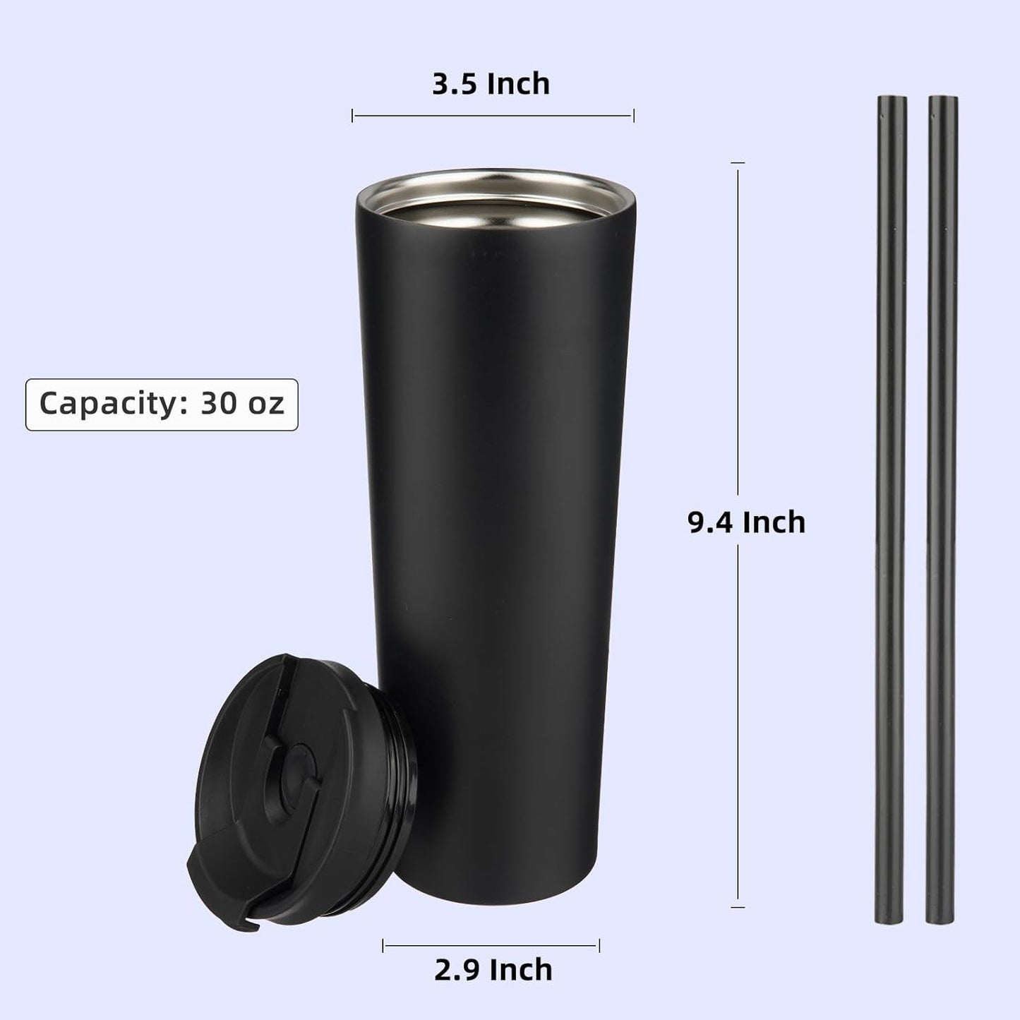 Konokyo 30 OZ Insulated Tumbler with Lid and 2 Straws Stainless Steel Water Bottle Vacuum Travel Mug Coffee Cup,Pastel Sunset