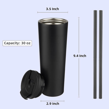 Konokyo 30 OZ Insulated Tumbler with Lid and 2 Straws Stainless Steel Water Bottle Vacuum Travel Mug Coffee Cup,Pastel Sunset