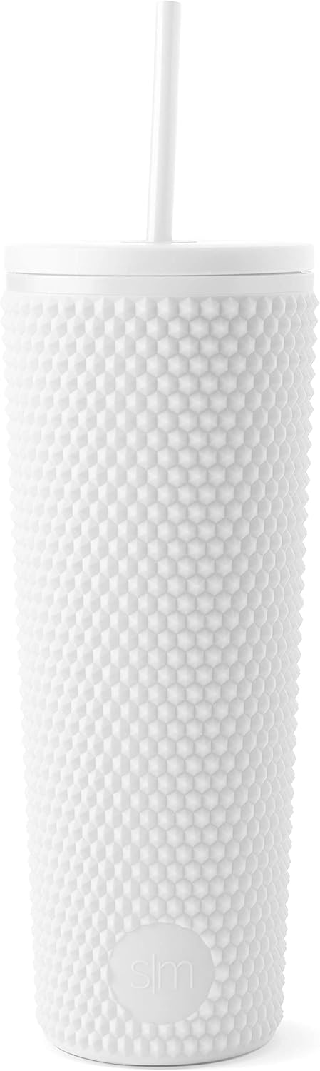 Simple Modern Plastic Matte Studded Tumbler with Lid and Straw | Reusable BPA Free Iced Coffee Cups Double Wall Smoothie Cup | Gifts for Women Men Him Her | Classic Collection | 24oz | Raspberry Vibes