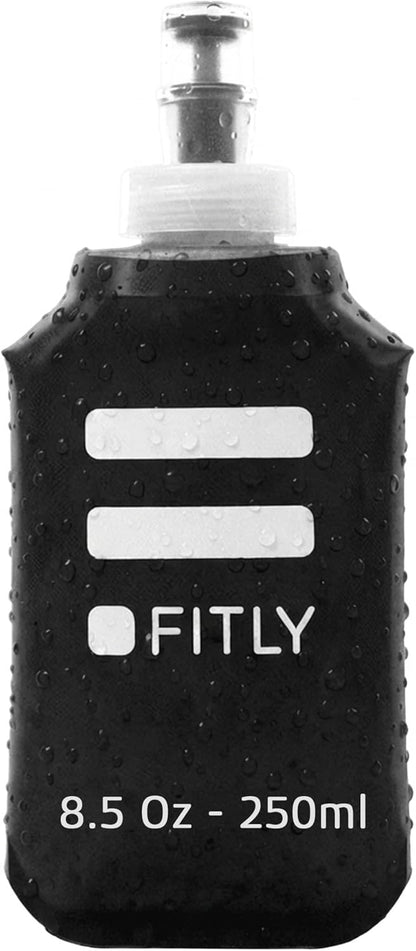 FITLY Soft Flask - Shrink As You Drink Soft Water Bottle for Hydration Pack - Folding Water Bottle Ideal for Running, Hiking, Cycling, Climbing & Rigorous Activity