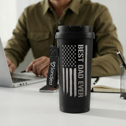 SANDJEST American Flag Tumbler - Stainless Steel 2-in-1 Lid Coffee Tumbler 18 oz, Patriotic Insulated Travel Mug Gift for Men Husband Dad, Birthday Christmas