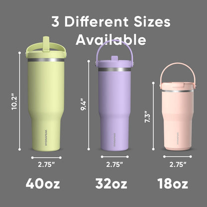 Hydrapeak Nomad 32oz Insulated Stainless Steel Travel Tumbler with Handle & Straw Lid, Leakproof, Cupholder Friendly, Keeps Drinks Cold 24 Hours, Reusable Bottle for Daily Hydration (Pale Sage)