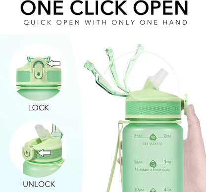 Hyeta 32oz Water Bottles with Straw - Stay Motivated and Hydrated with Convenient Times to Drink Markings, Durable, Leak-proof