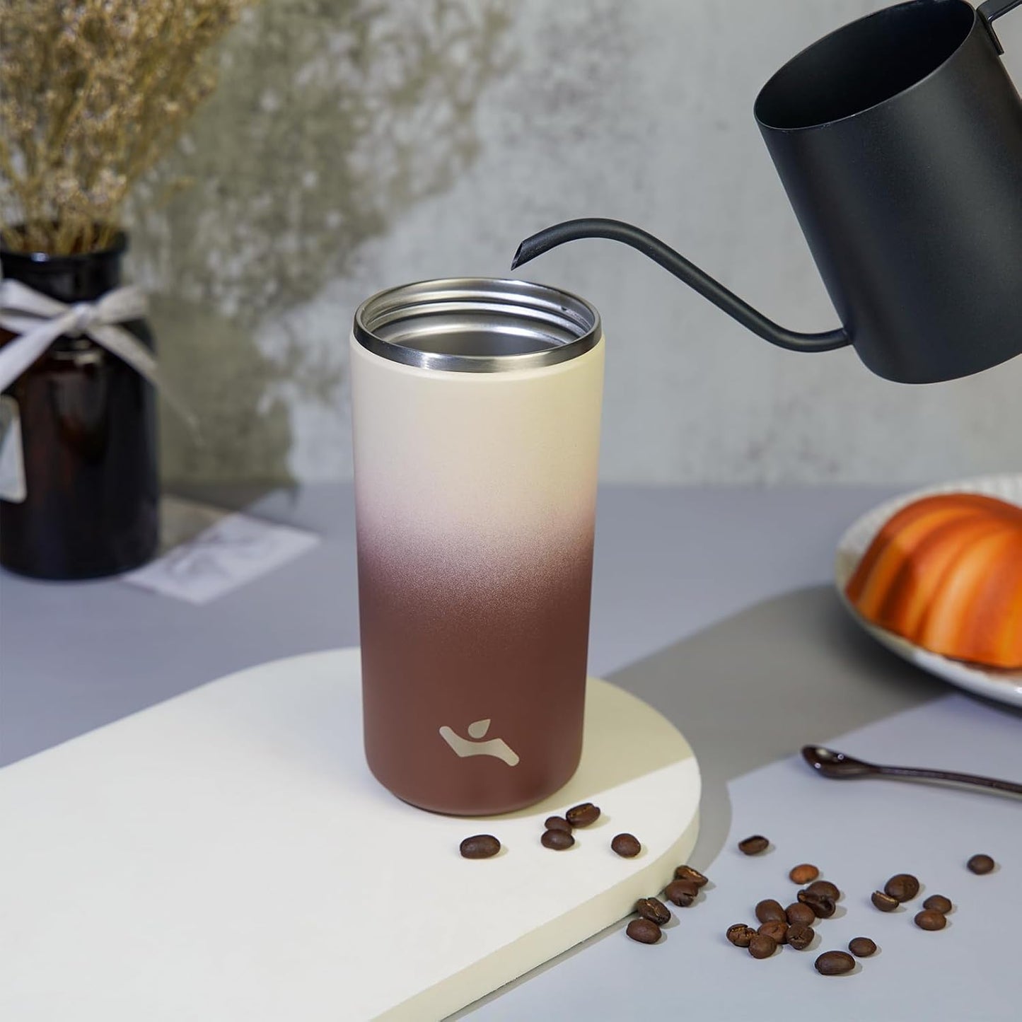 Konokyo Tumbler with Lid, 16 oz Travel Coffee Mug Double Wall Vacuum Stainless Steel Thermal Metal Cup Insulated Water Bottle,Navy Blue