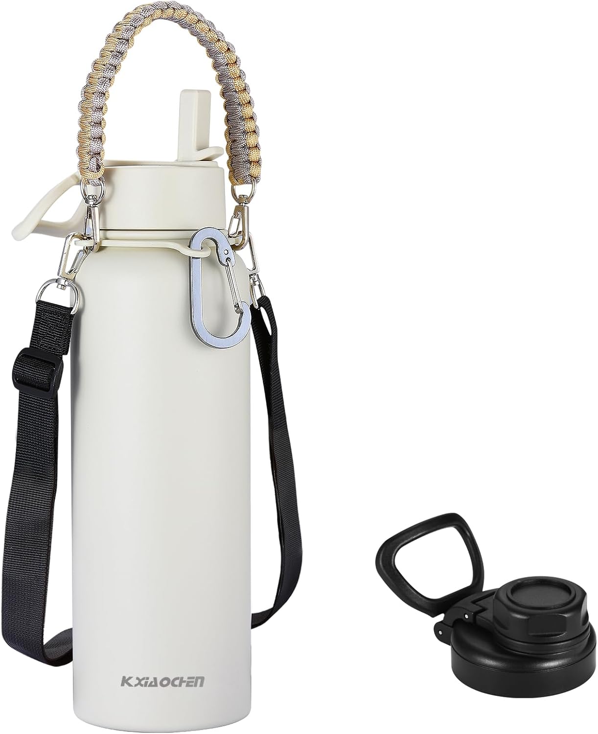 KXIAOCHEN Insulated Water Bottle With Strap, Cold For 48 Hrs Leak Proof, Triple Wall Stainless Steel Sports Water Bottle With Straw And Spout Lid For Gym Hiking Travel