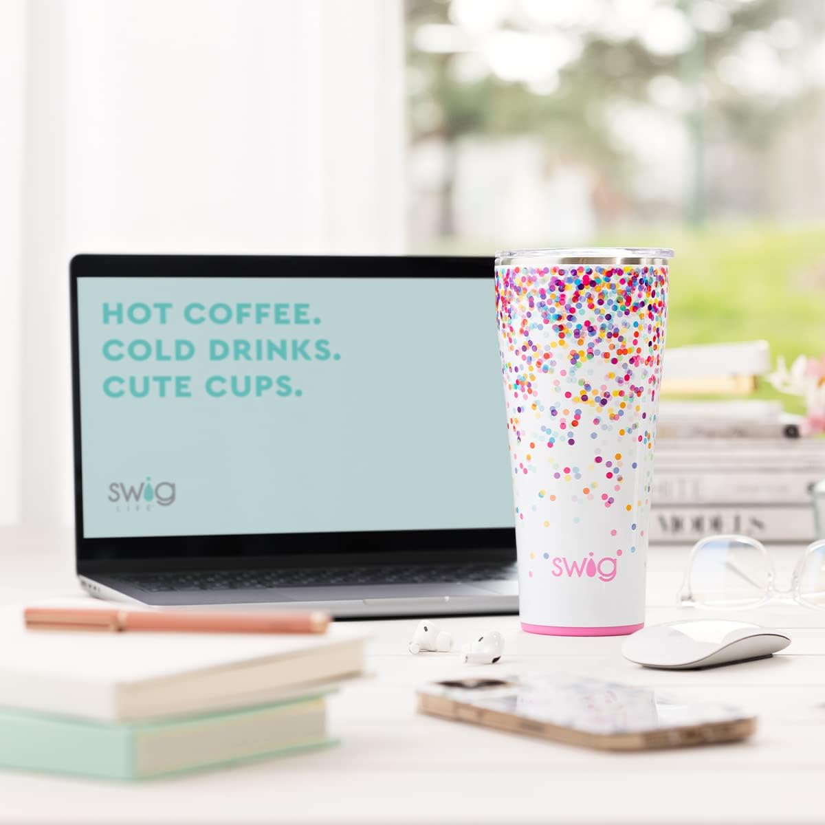 Swig Life 32oz Insulated Tumbler, Travel Coffee Tumbler with Lid, Cup Holder Friendly Travel Coffee Mug, Stainless Steel with Lid (Hayride)