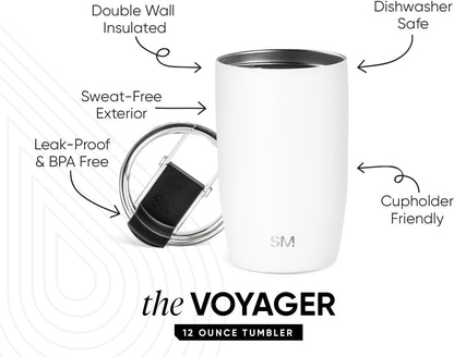 Simple Modern Voyager Tumbler with Flip Lid | Travel Coffee Mug | Insulated Stainless Steel Cold Brew Iced or Hot Coffee Cup | Gifts for Women Men Her Him | 16oz, Almond Birch