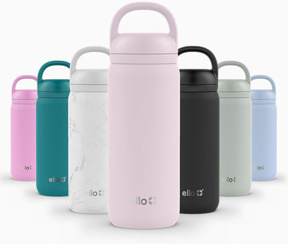 Ello Cooper 22oz Stainless Steel Water Bottle with Straw and Carry Handle, Double Walled and Vacuum Insulated Metal, Leak Proof Locking Lid with Soft Silicone Spout, Reusable, BPA Free, Lilac