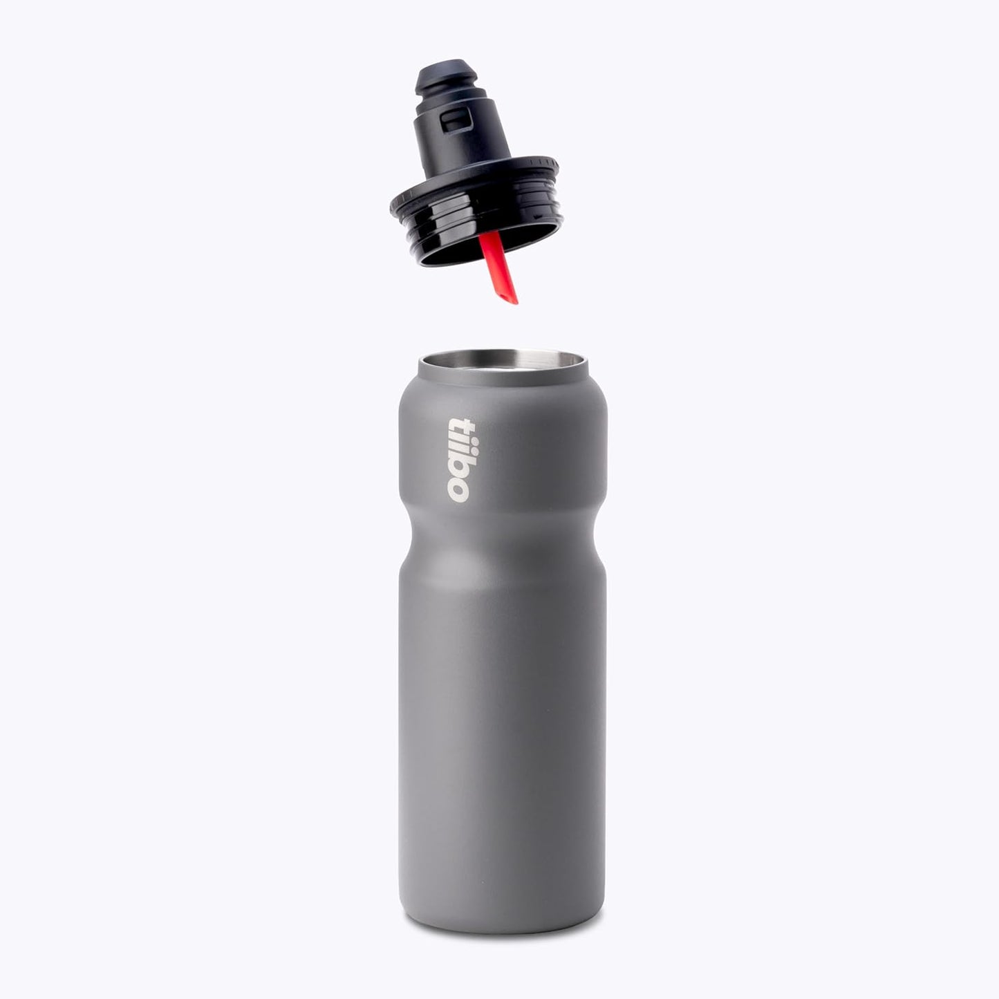 tiibo Vacuum Insulated Stainless Steel Bike Water Bottle, Double Wall, No-Squeeze, Fast Flow Sport Nozzle, Designed for Cycling, Biking, Fitness & Sports, Fits Most Bike Cages (Brushed, 23OZ)