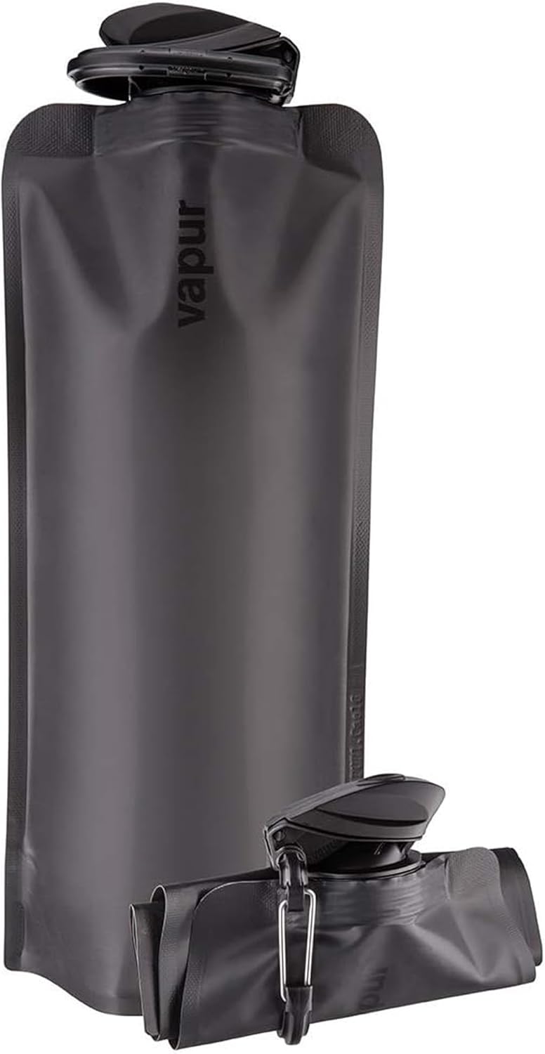 Vapur Collapsible Water Bottle with Carabiner - 34oz (1L), Night Blue - Flexible and Lightweight Water Bottle for Travel, Concert, Hiking, and Outdoor Adventures - BPA-Free, Dishwasher-Safe, Freezable