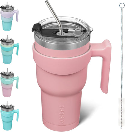 BJPKPK Tumbler With Handle And Straw Lid 40 oz Stainless Steel Insulated Coffee Tumbler Cups For Home, Office or Car,Turquoise