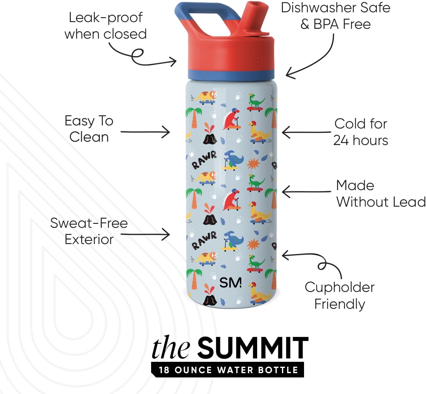 Simple Modern Kids Water Bottle with Straw Lid | 14oz Insulated Stainless Steel Kids Tumbler & Spill Proof Toddler Cup for School, Girls, Boys | Summit | Chloe Floral - Colors B