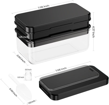 Ice Cube Tray with Lid and Bin, PHINOX 56 pcs Ice Trays for Freezer, Ice Cube Trays for Freezer with 2 trays, Container, Lid & Ice Scoop, BPA Free