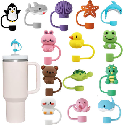 LDKEDKF 11Pcs Straw Cover for Stanley Cup, Silicone Straw Topper for Stanley Cup 30&40oz with Tumblers, 10mm 0.4in Lid Accessories (Reusable)