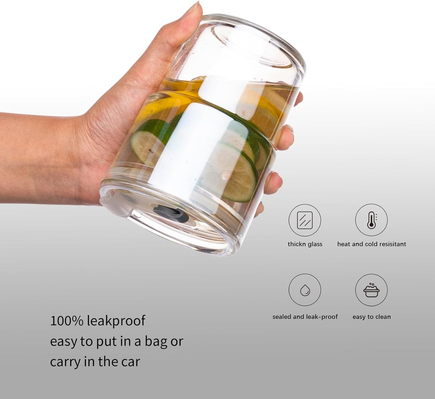 BLUEPOLAR 13oz/400ml Tumbler Water Glass, Cups with Straw and Lid Sealed Carry on for Coffee, Iced Tea, Thick Wall Insulated Glass Cup (Amber)…