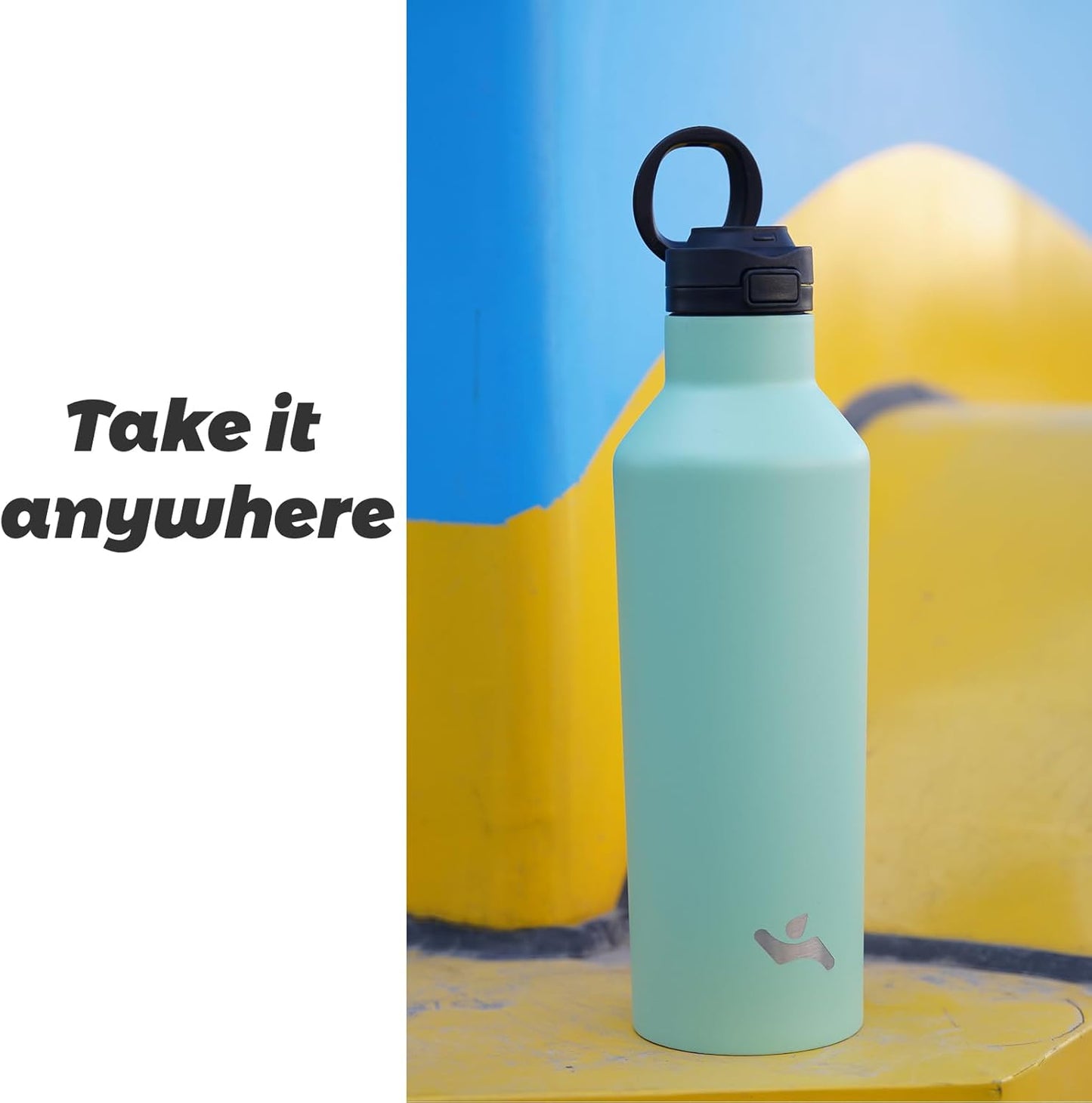 Konokyo Insulated Water Bottle with Straw,25 OZ Double Wall Vacuum Stainless Steel Water Flask with 2 Lids,Black