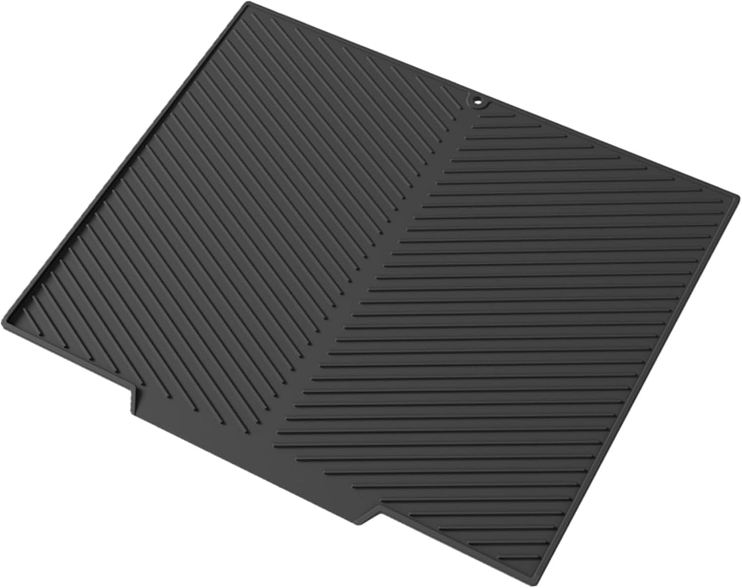Dish Drying Mat, Silicone Dish Drying Mat for Kitchen Counter, Dish Drainboard Mat with Built-in Drain, Non-silp, Heat Resistant, Dishwasher Safe (Black, 14.6"x10.3")