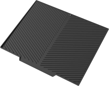Dish Drying Mat, Silicone Dish Drying Mat for Kitchen Counter, Dish Drainboard Mat with Built-in Drain, Non-silp, Heat Resistant, Dishwasher Safe (Black, 14.6"x10.3")