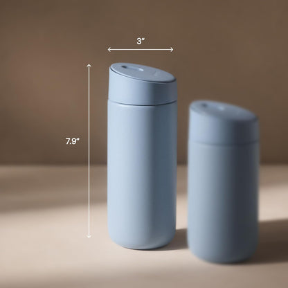 Fellow 16 oz Carter Slide Ceramic Lined Coffee Travel Mug – One-Handed Slide Lid, Vacuum Insulated Stainless Steel, Leak-Proof, Hot 6 Hours Cold 6 Hours, BPA-Free, Dishwasher Safe, Hazy Blue