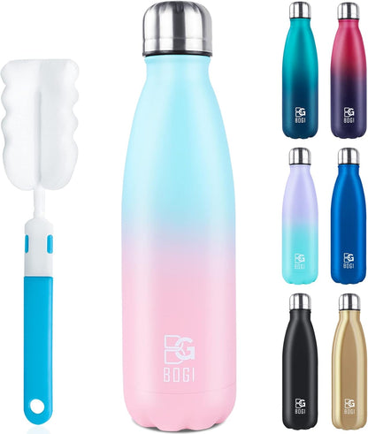 BOGI 17oz Insulated Water Bottle Double Wall Vacuum Stainless Steel Water Bottles, Leak Proof Metal Sports Water Bottle Keeps Drink Hot and Cold - Perfect for Outdoor Sports Camping Biking (Purple)