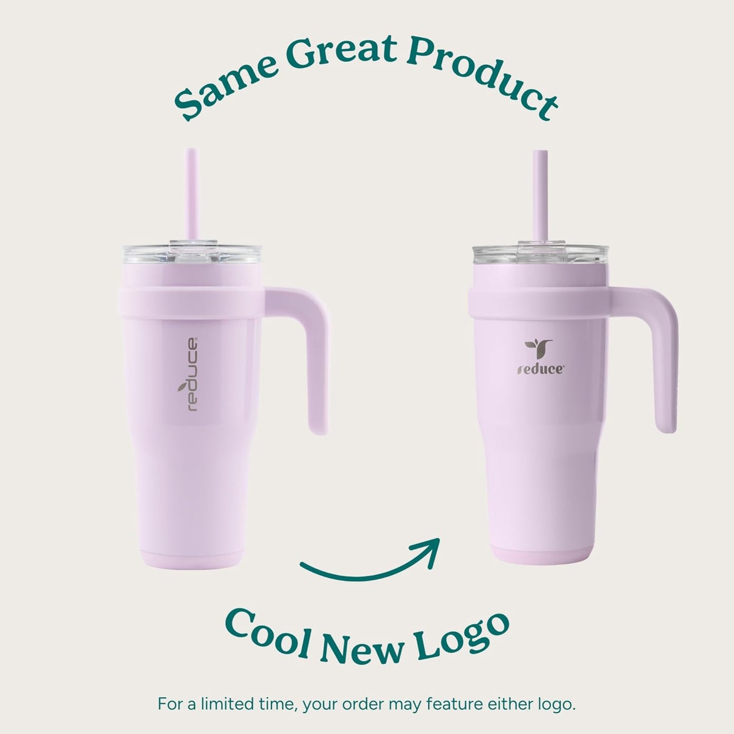 REDUCE 24 oz Stainless Steel Tumbler with Handle - Dual-Wall Vacuum Insulated Travel Mug, Sweat-Proof Lid & Reusable Straw - Keeps Drinks Cold for 24 Hrs, Fits Cupholders, Dishwasher Safe - Lilac Bud