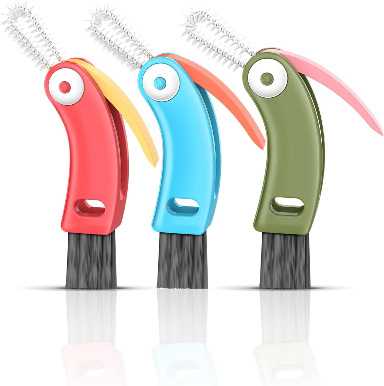 3 in 1 Cup Lid Cleaning Brush 3 PCS - Multifunctional Cleaning Brush Set for Tight Spaces, Bottle Gaps & Travel Mugs | Portable Durable Cup Lid Cleaner Tools (Multicolor)